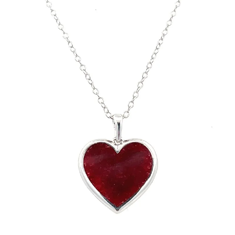 White Crystal Necklace-Sterling Silver 2.00ctw Crushed Ruby Heart Necklace