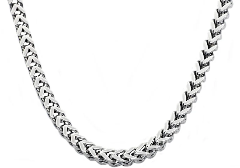 Statement Heart Necklace-Mens 8mm Stainless Steel Franco Link Chain Necklace