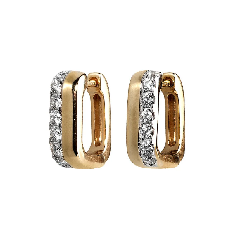 Art Deco Earrings-Gold + Diamond Bar Huggies