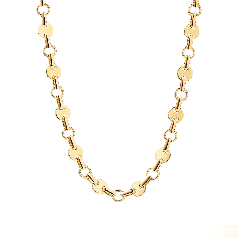 Fashionable Choker Necklace-18K Yellow Gold 18 inch Geometrix Chain