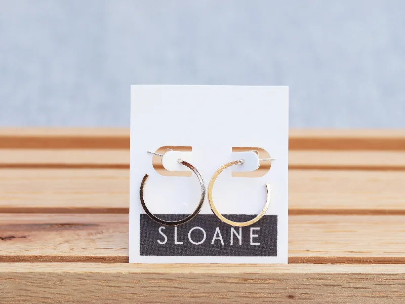 Simple Gold Hoop Earrings-Square Everyday Hoops