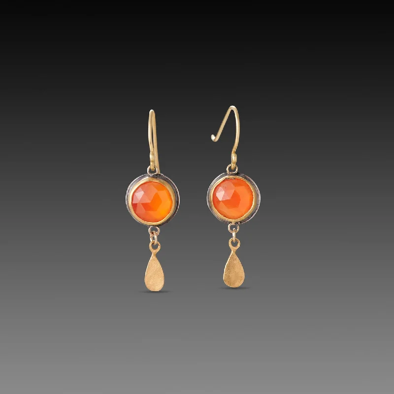 Vintage Gemstone Earrings-Rose Cut Carnelian Earrings