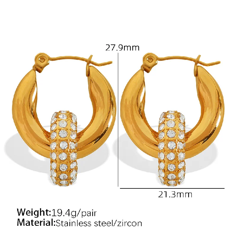 White Zirconium Gold Earrings 2