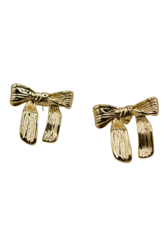 Elegant Dangly Earrings-18K Bow Stud Earrings