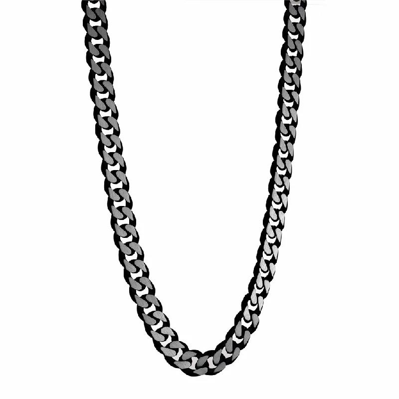 Beaded Gold Necklace-Stainless Steel Black Matte Curb Link Men's Chain Necklace