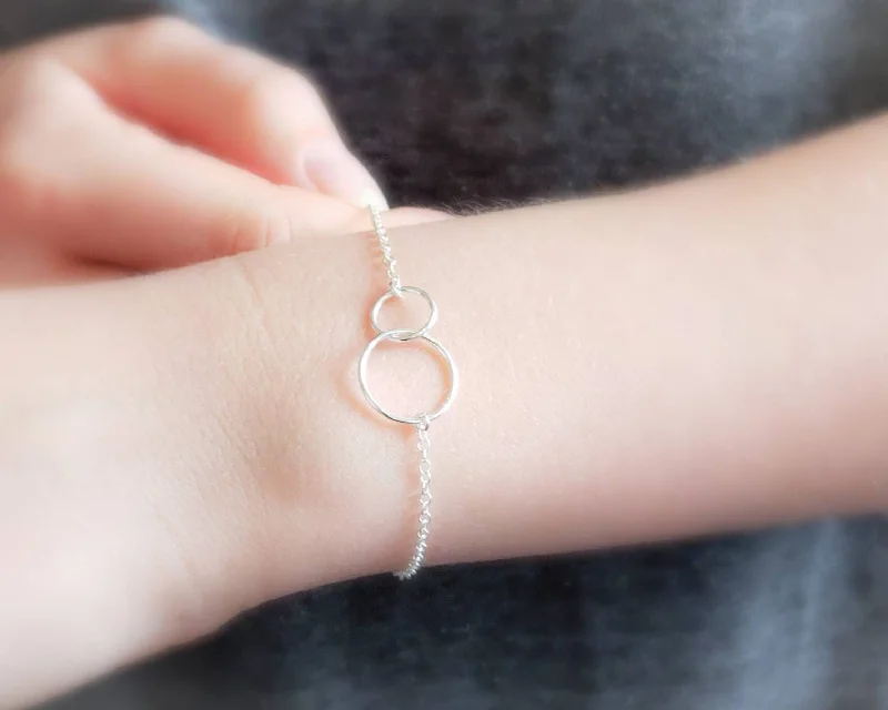 Customizable Silver Charm Bracelet-Infinity Circles Bracelet