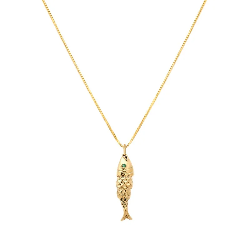 Dainty Diamond Necklace-Fish Necklace | Emerald