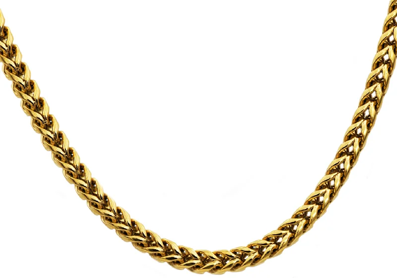 Minimalist Necklace for Women-Mens Gold Stainless Steel Rounded Franco Link Chain Necklace