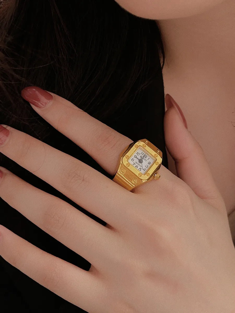 Wedding Ring with Yellow Diamond-Alloy Vintage Style Watch Plating Rings