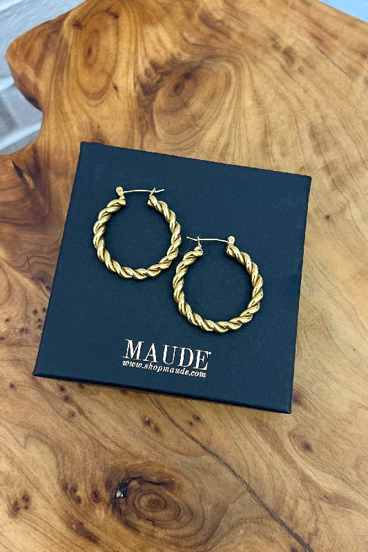 Chunky Gold Earrings-18K Large Twisted Gold Earrings