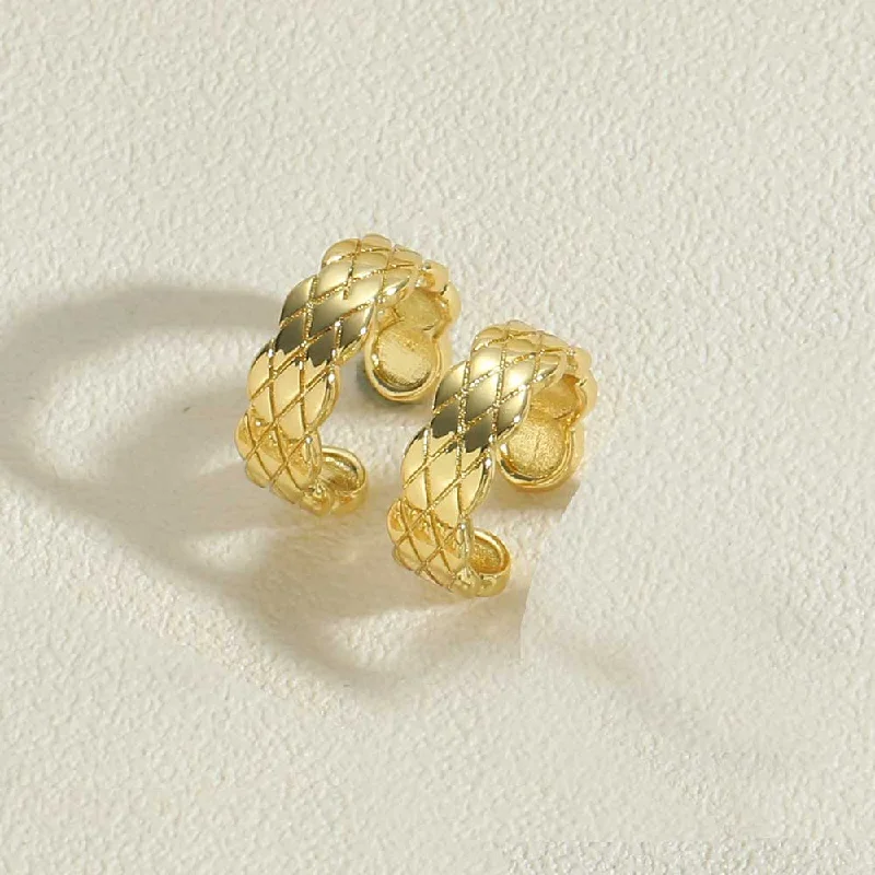 14K Real Gold Grid Ear Clip