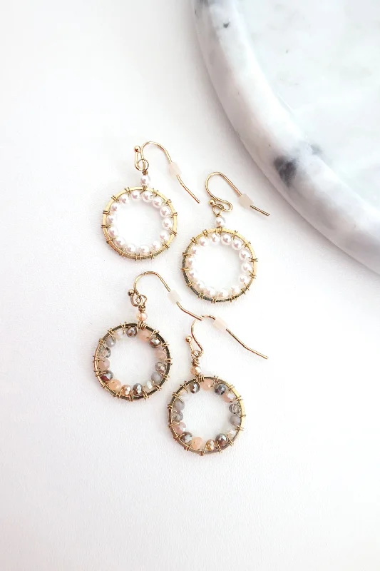 Small Drop Earrings-Greta Beaded Circle Earrings