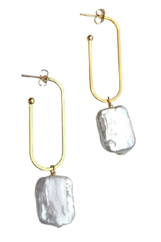 Custom Drop Earrings-Farrah B Glimmer Pearl Earrings