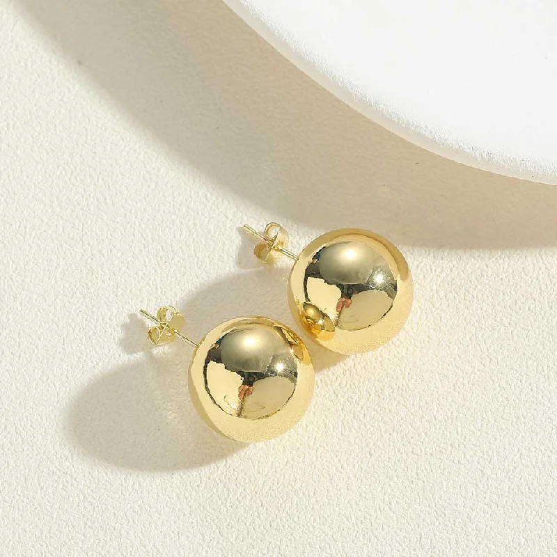 Real Gold Small Single Bead Ear Studs