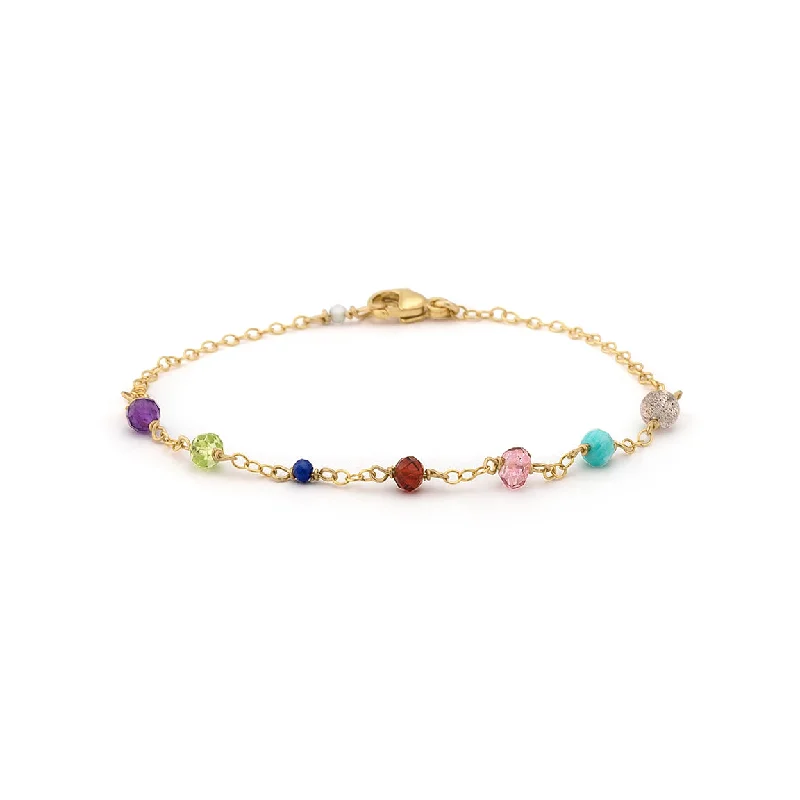 Dainty Gold Chain Bracelet-Confetti Gemstone Bracelet