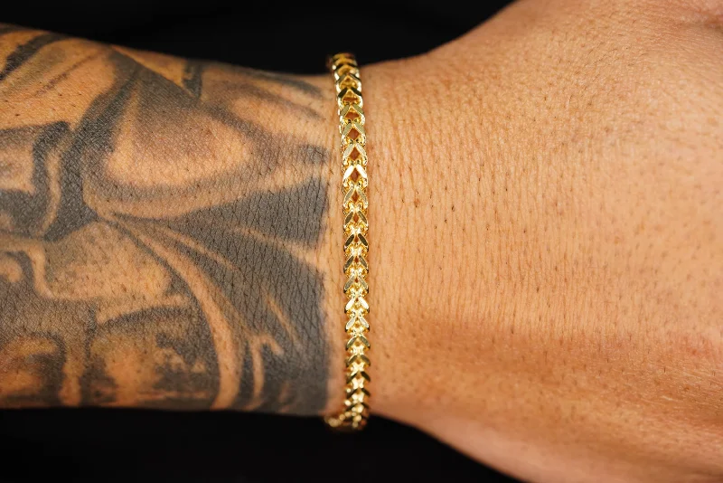 Silver and Gold Bracelet-14k Franco Bracelet