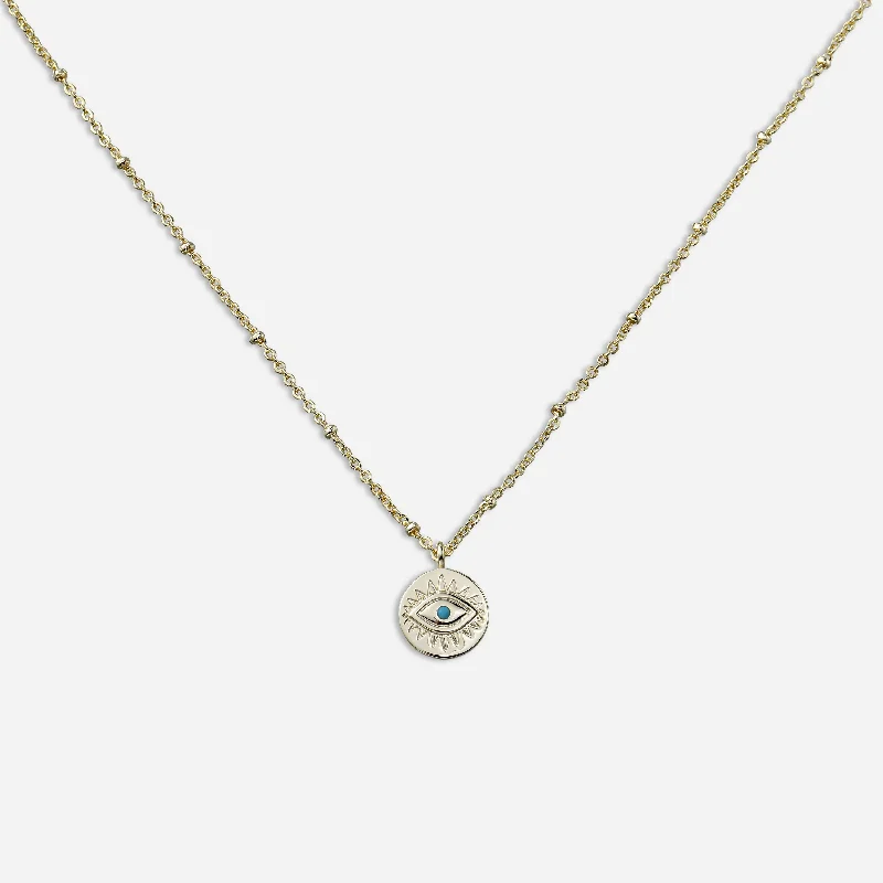 Elegant Pearl Necklace-BWC Gold Evil Eye Necklace