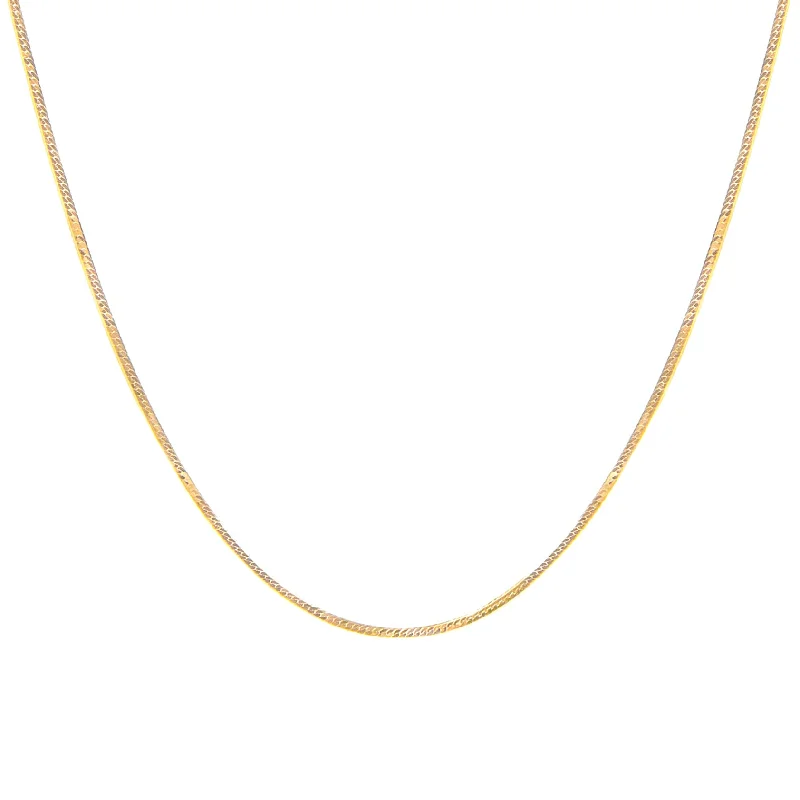 Bold Silver Necklace-Herringbone Chain Necklace | 10k Gold