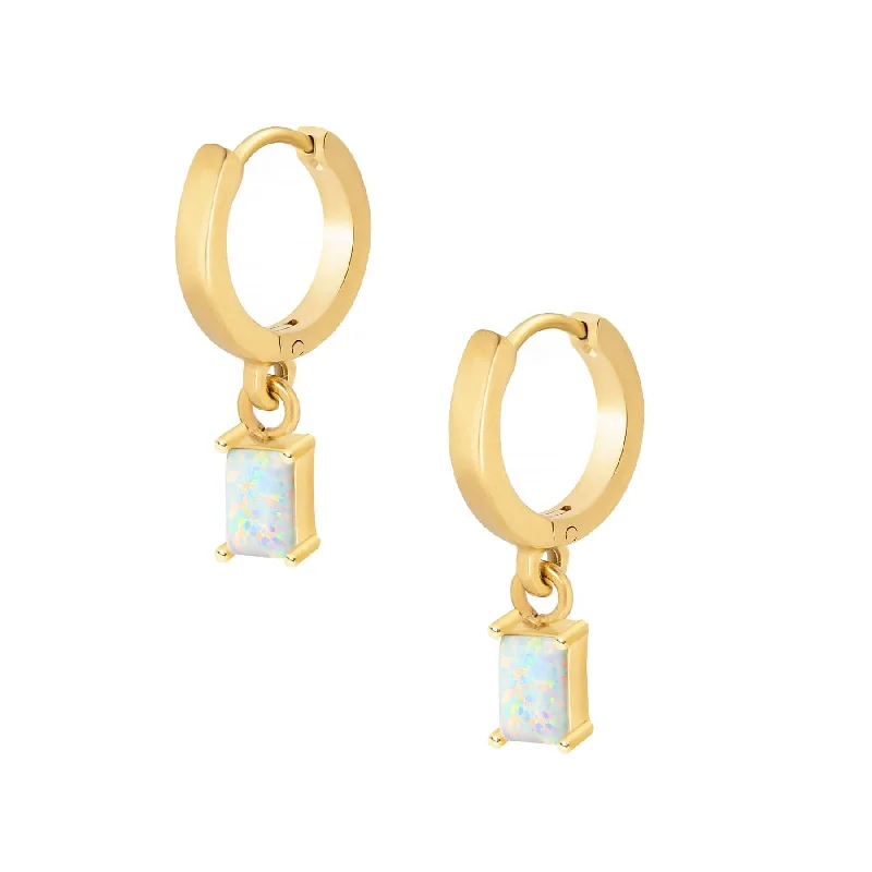 Funky Dangle Earrings-Loretta Opal Hoop Earrings