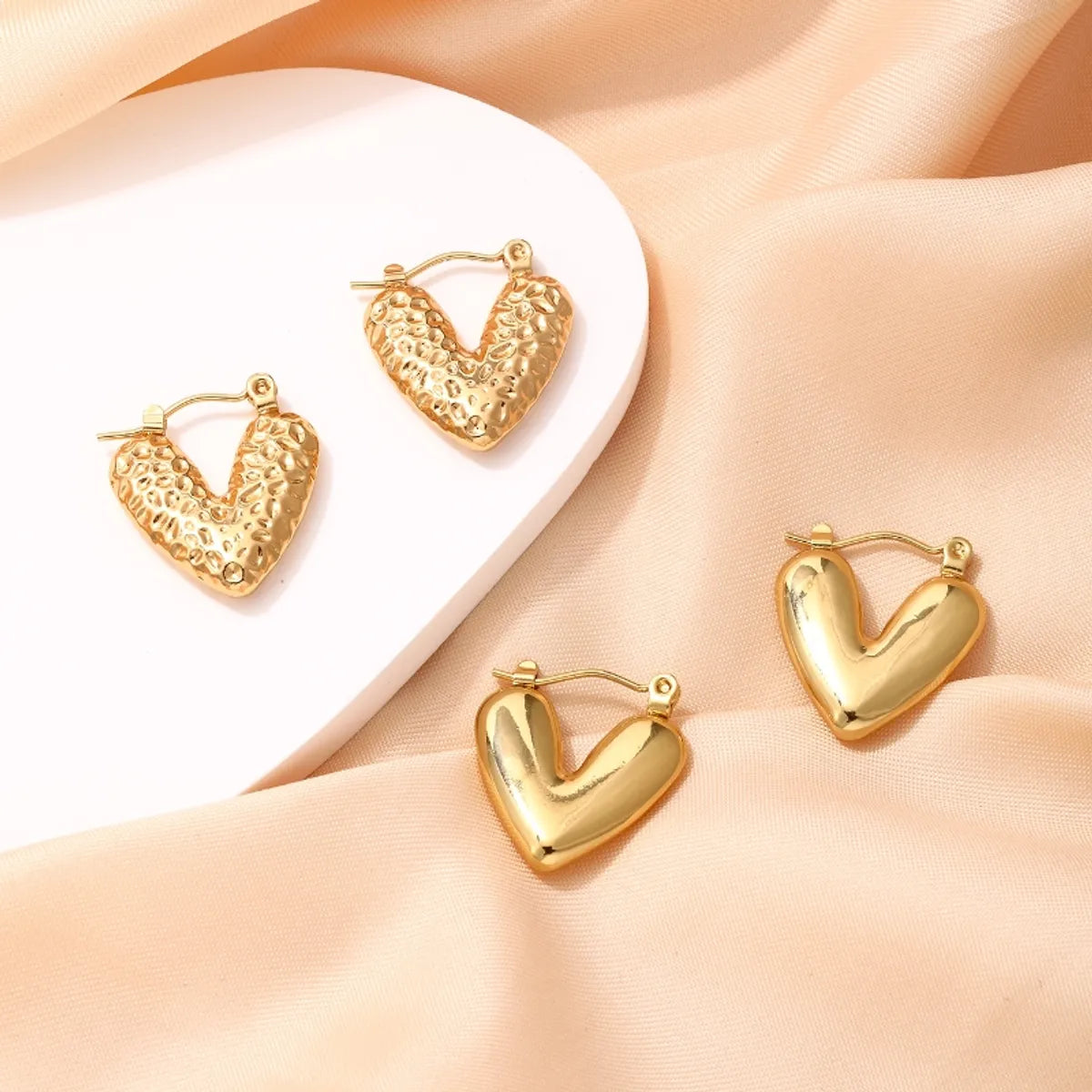 Wedding Ring with Aquamarine-1 Pair Ig Style Vintage Style Heart Shape Plating Stainless Steel 18k Gold Plated Ear Clip