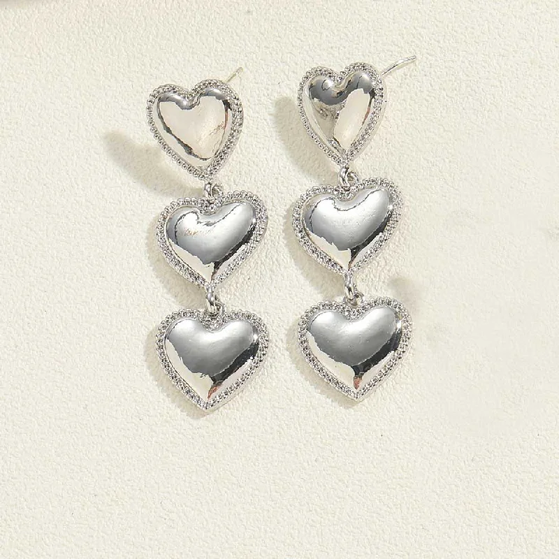 Real Platinum Heart Earrings