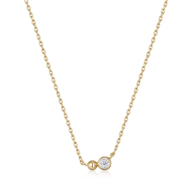 Layered Crystal Necklace-Gold Plated Cubic Zirconia Orb Necklace by Ania Haie