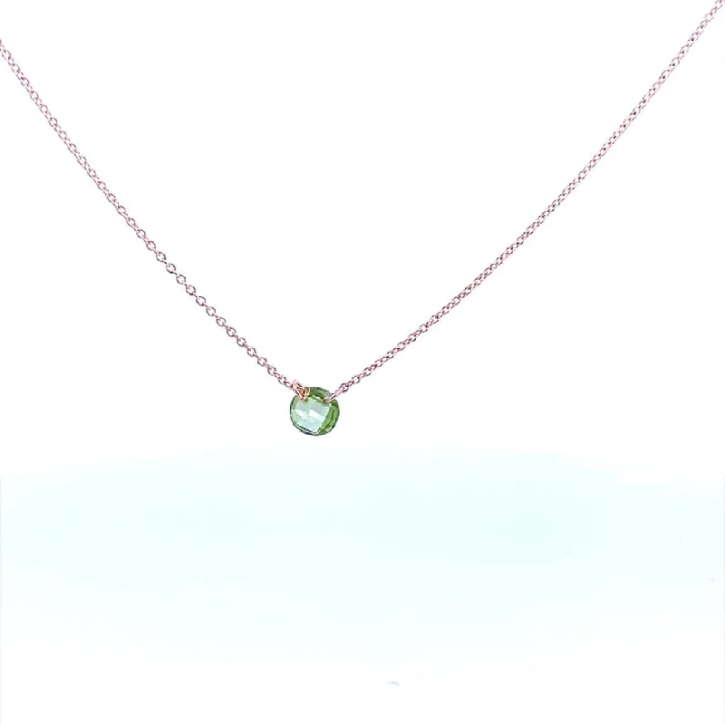 Eco-Friendly Necklace-Gold Filled Round Peridot Solitaire Necklace by Dee Berkley