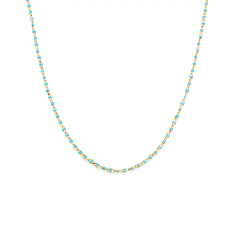 Custom Gemstone Pendant Necklace-Candy Chain Necklace | Turquoise U-Link & Goldfill