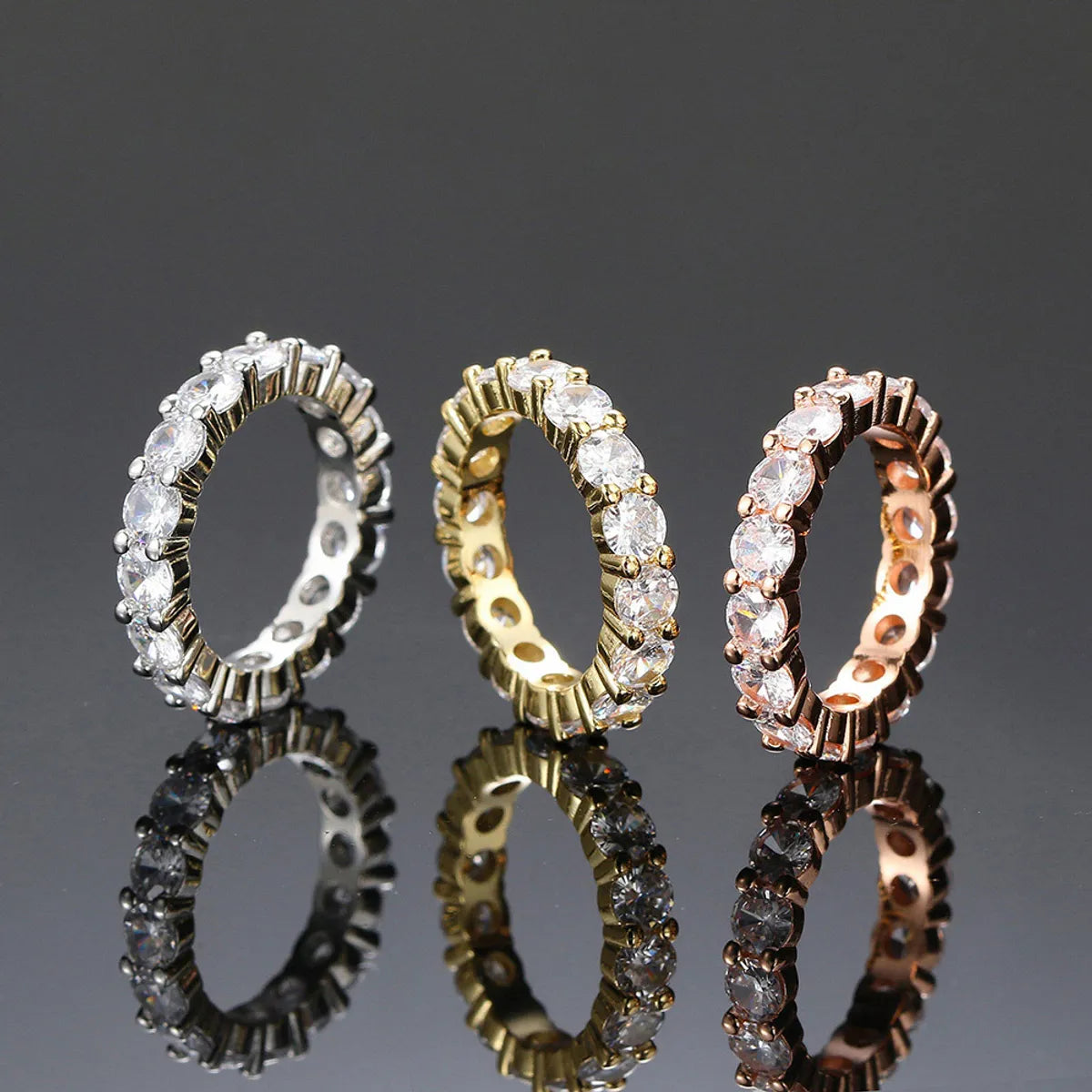 Classic Wedding Band Set-Fashion Geometric Copper Zircon Rings In Bulk