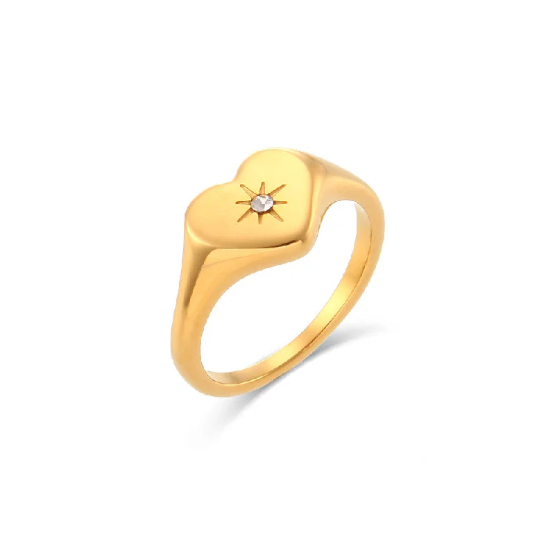 Peach Heart North Star Ring