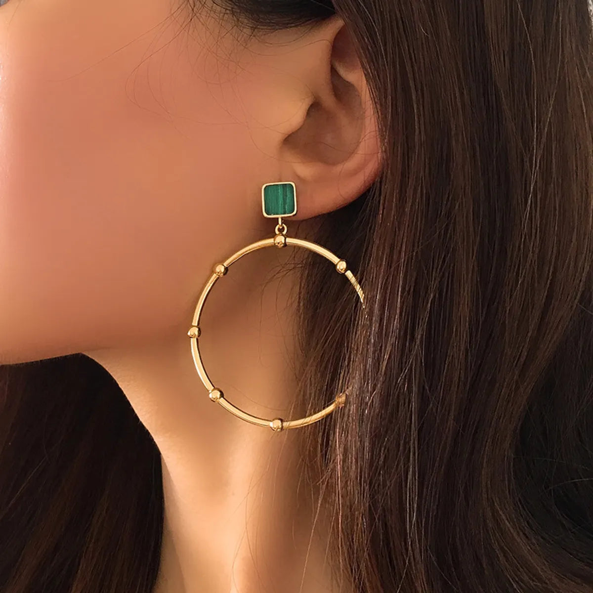 1 Pair Simple Style Classic Style Circle Plating Copper 18K Gold Plated Drop Earrings