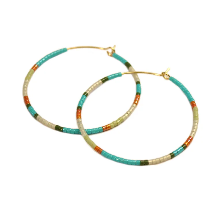 Pearl Hoop Earrings-Ana Hoops / LG - Turquoise