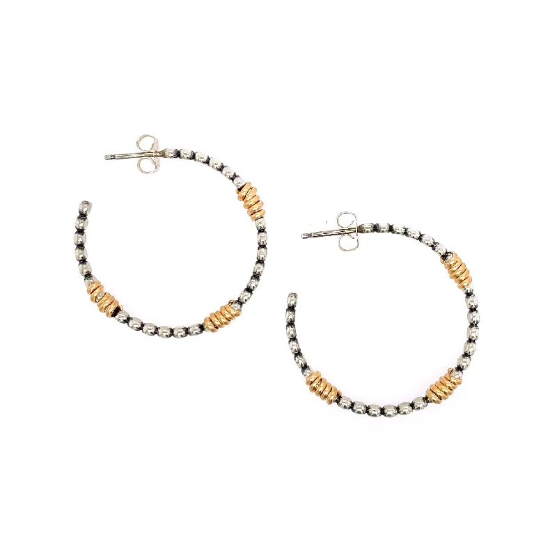 Large Statement Earrings-Med Front Facing Bead Hoop with 3 Wraps (RE1648)