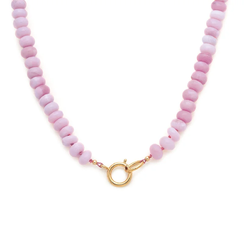 Simple Rope Necklace-Gemstone Necklace | Lilac-Pink Opal