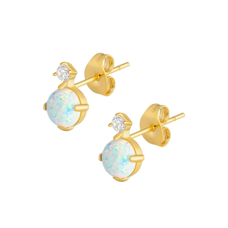 Long Gold Earrings-Atlas Opal Stud Earrings