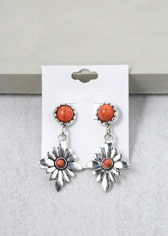 Modern Geometric Earrings-Dangling Flower Earrings