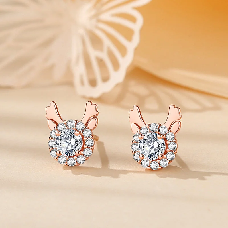 Little Dear Stud Earrings Rose Gold