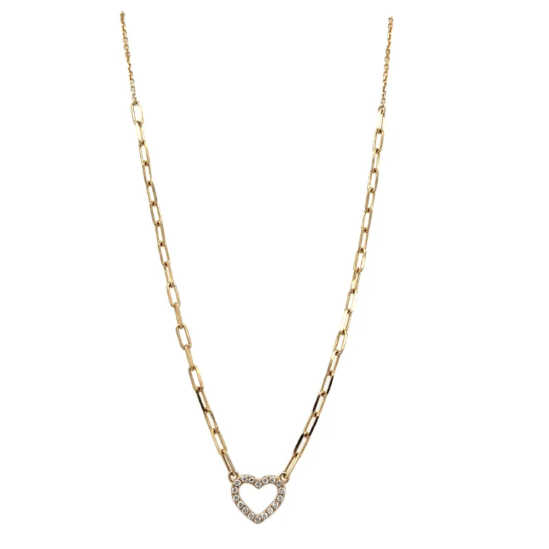 Chunky Gold Necklace-Small Diamond Heart Necklace in Yellow Gold