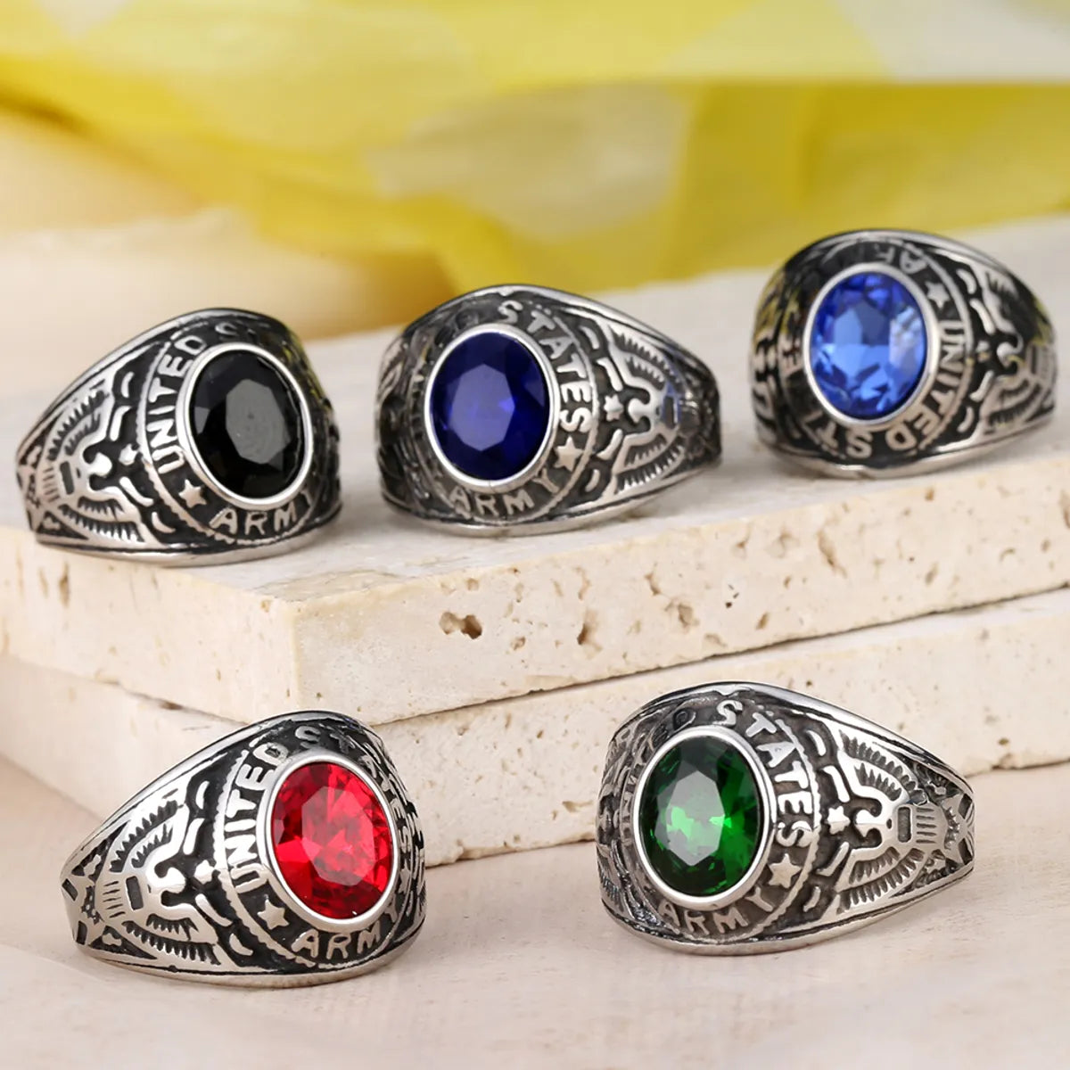 Infinity Ring for Women-Hip-Hop Retro Color Block 316 Stainless Steel  Inlay Glass Stone Men'S Rings