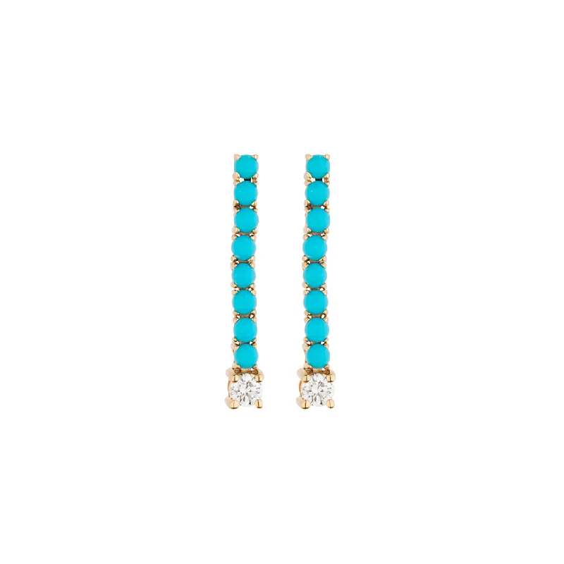 Retro Hoop Earrings-Turquoise & Diamond Tennis Earring