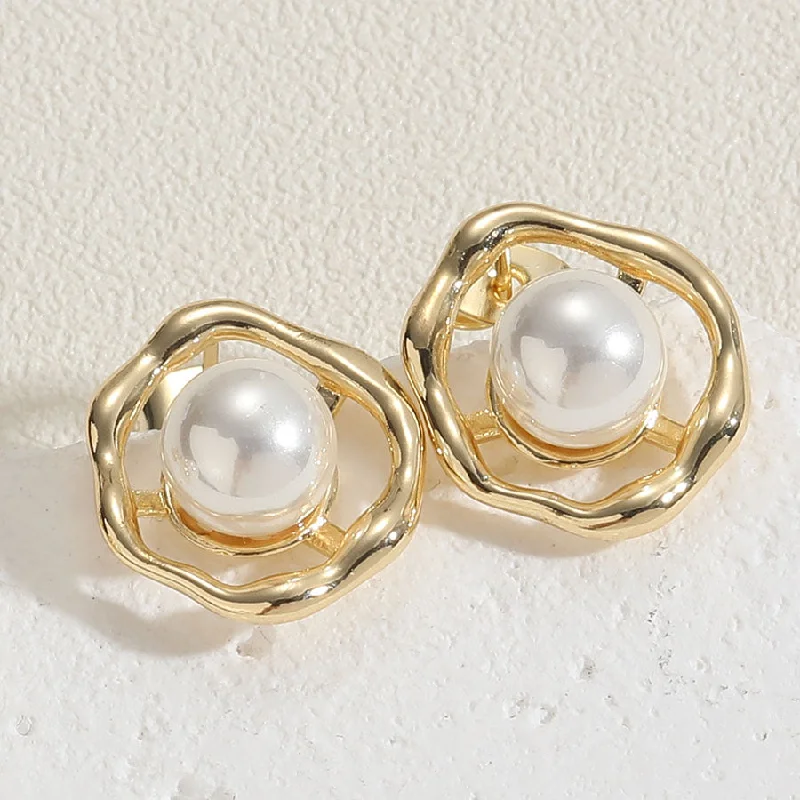 Single Pearl Stud Earrings