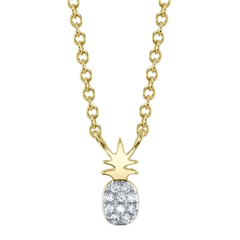 Custom Star Necklace-14K Yellow Gold 0.09ctw Round Diamond Cluster Pineapple Necklace by Shy Creation