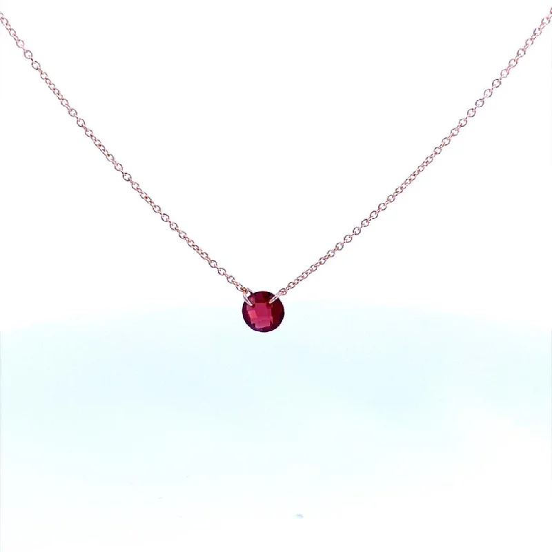 Natural Crystal Necklace-Gold Filled Round Garnet Solitaire Necklace by Dee Berkley