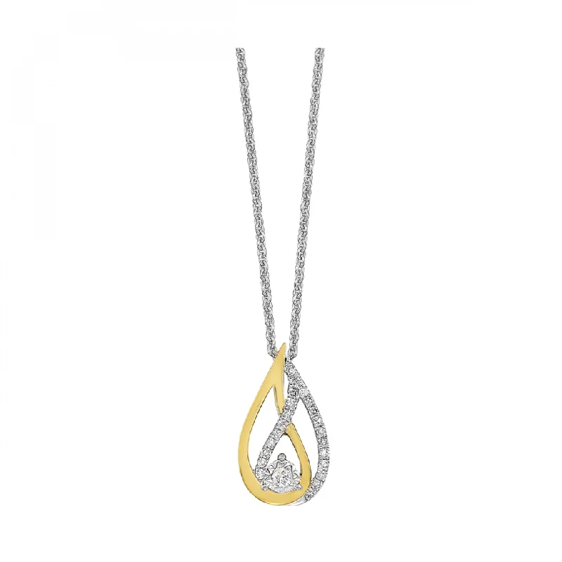 Layered Gold Necklace-Two Tone Diamond Interlocking Teardrop Necklace