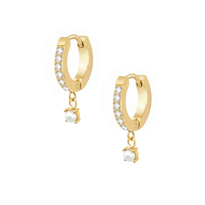 Bright Colorful Earrings-Priscilla Pearl Hoop Earrings