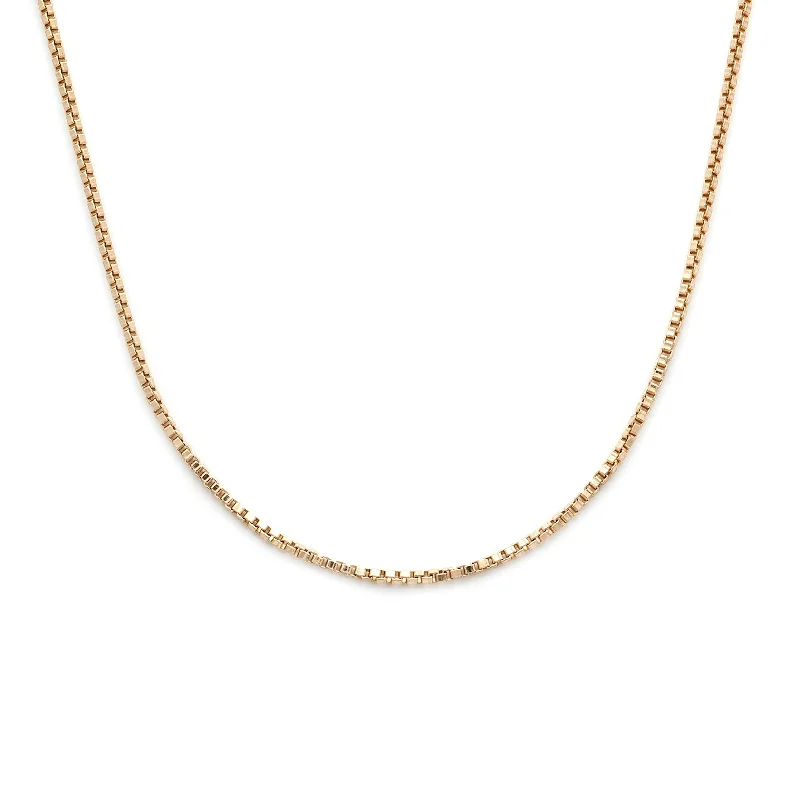 Layered Pearl Necklace-Box Chain Necklace | 14k Gold