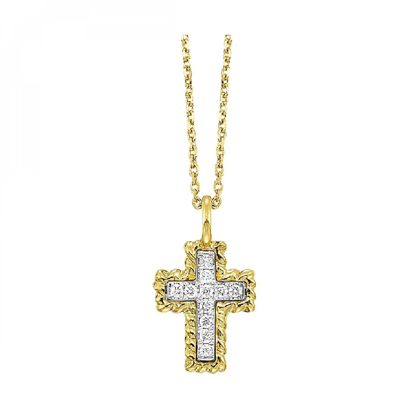 Simple Bar Pendant Necklace-14K Yellow Gold 0.05ctw Diamond Braided Cross Necklace