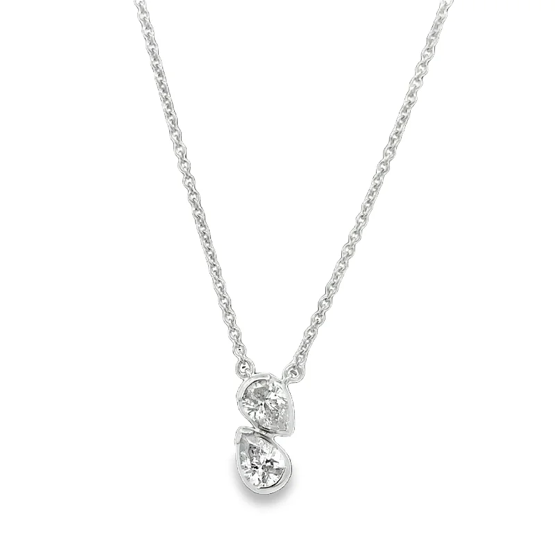 Minimalist Charm Necklace-Pear Shape Diamond Necklace in White Gold