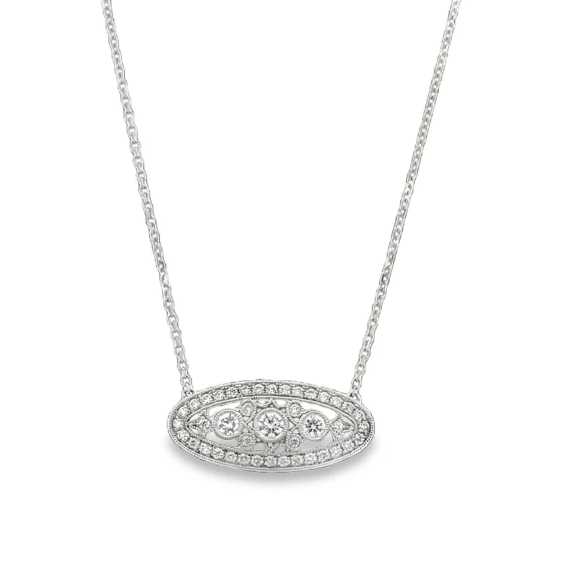 Luxury Diamond Necklace-Art Deco Inspired Diamond Necklace in 18k White Gold