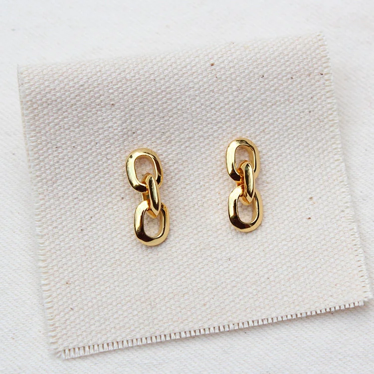 Chunky Gold Earrings-Links Studs